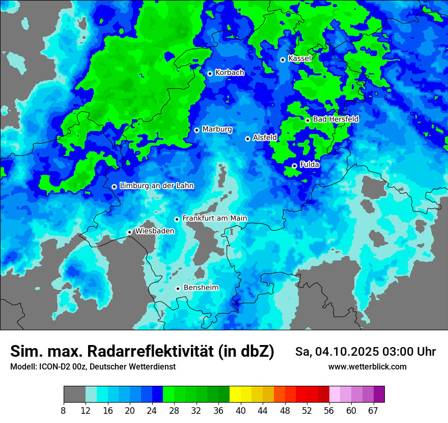 Modellkarten Simuliertes Radarbild