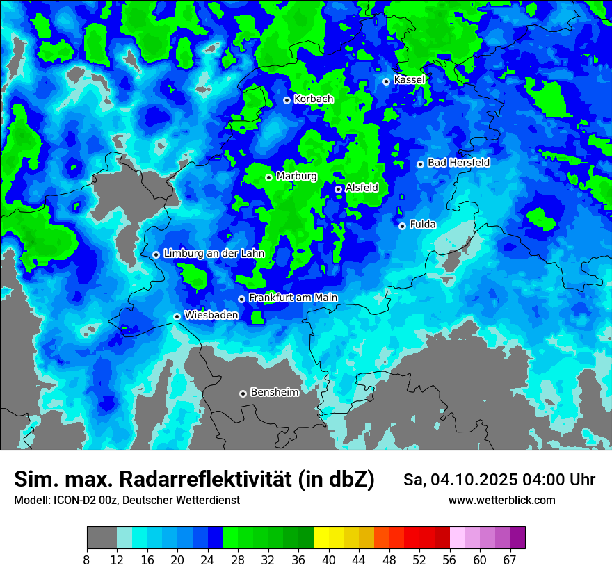 Modellkarten Simuliertes Radarbild