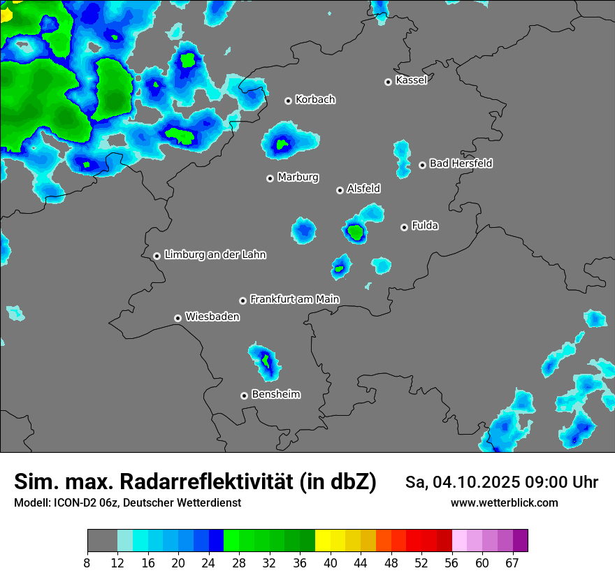 Modellkarten Simuliertes Radarbild