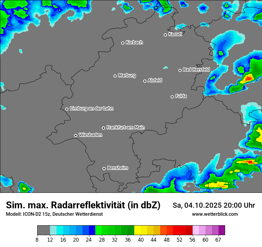 Modellkarten Simuliertes Radarbild