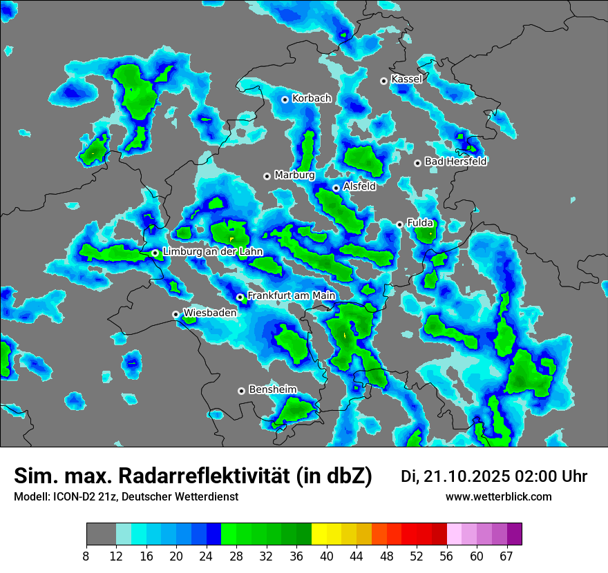 Modellkarten Simuliertes Radarbild