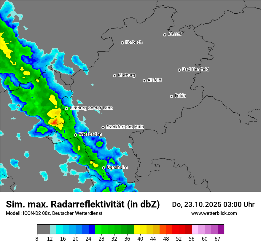 Modellkarten Simuliertes Radarbild