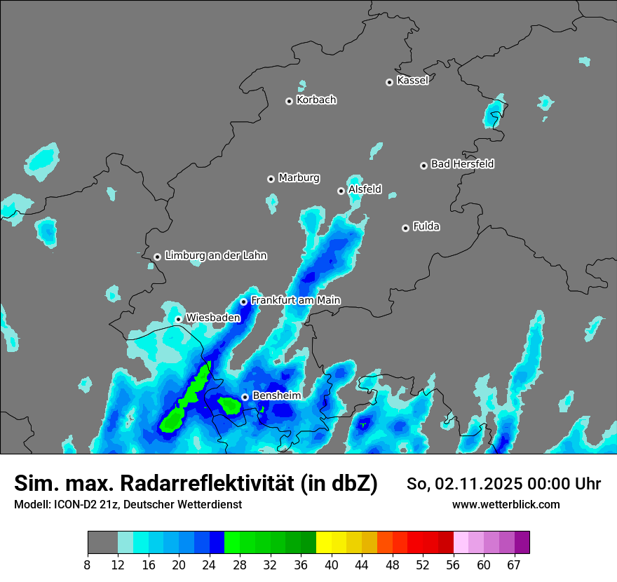 Modellkarten Simuliertes Radarbild
