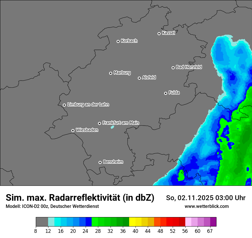 Modellkarten Simuliertes Radarbild