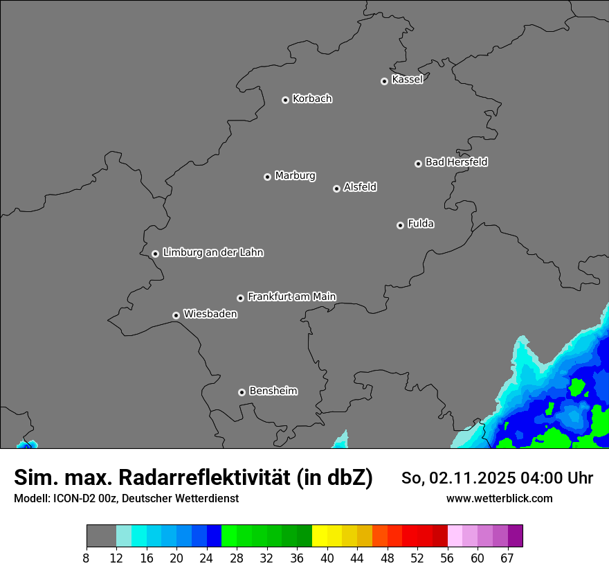 Modellkarten Simuliertes Radarbild