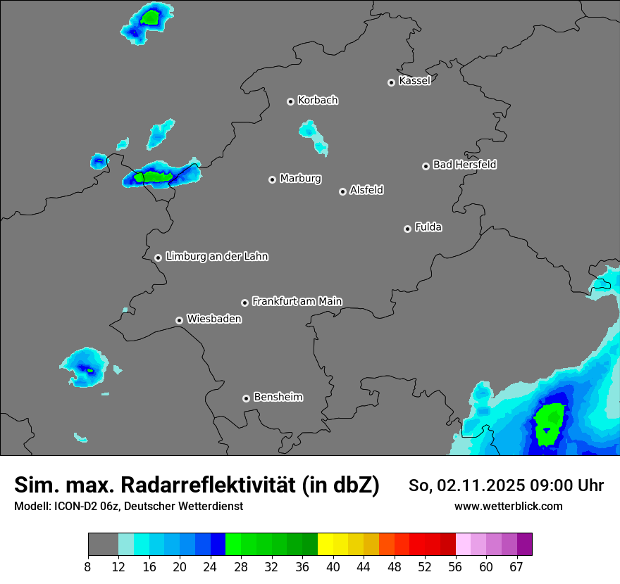 Modellkarten Simuliertes Radarbild