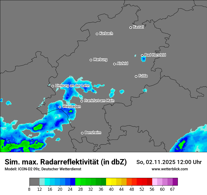Modellkarten Simuliertes Radarbild