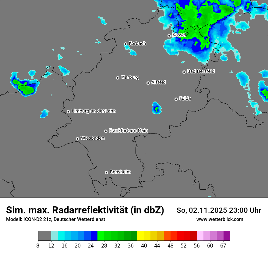 Modellkarten Simuliertes Radarbild
