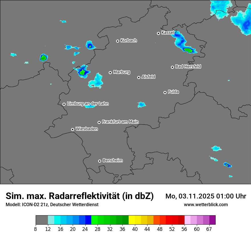 Modellkarten Simuliertes Radarbild