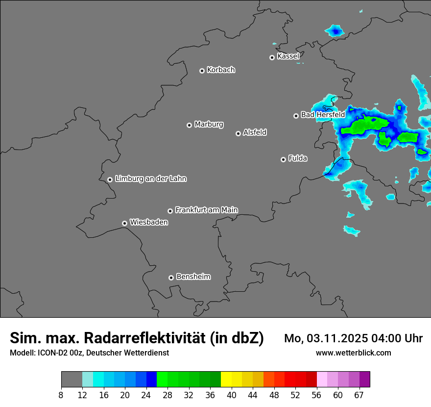 Modellkarten Simuliertes Radarbild