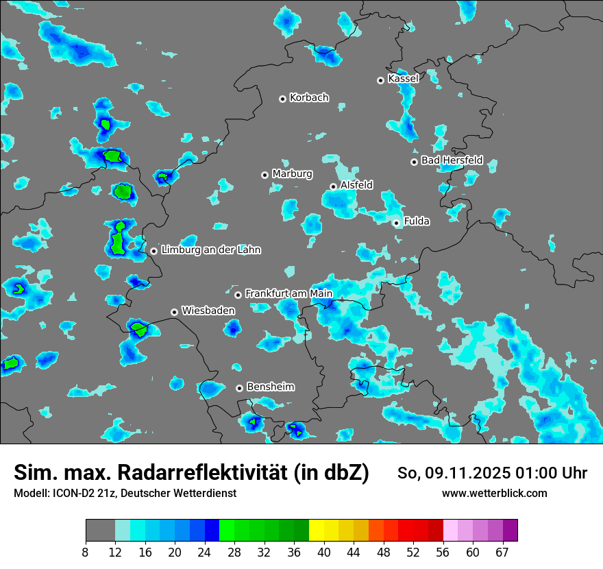 Modellkarten Simuliertes Radarbild