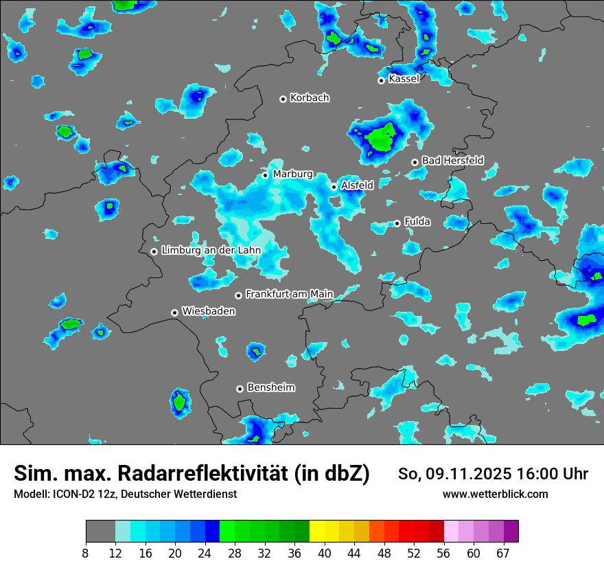 Modellkarten Simuliertes Radarbild