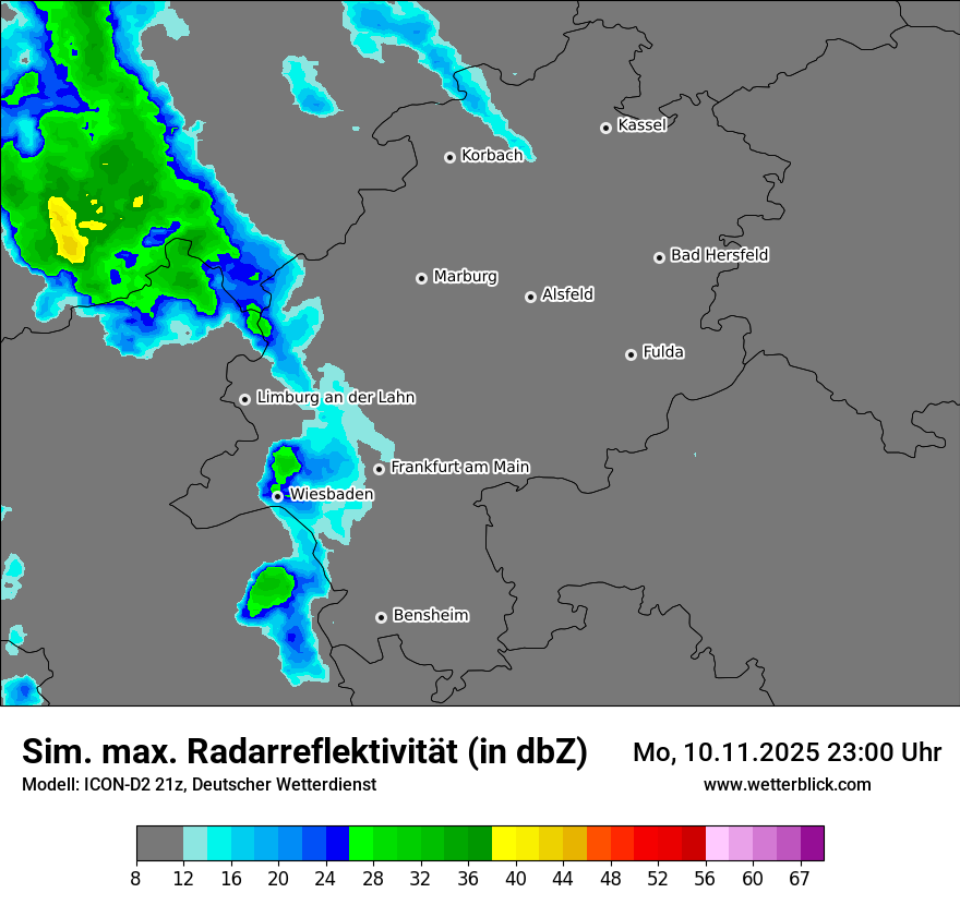Modellkarten Simuliertes Radarbild