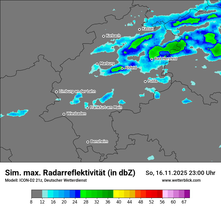 Modellkarten Simuliertes Radarbild