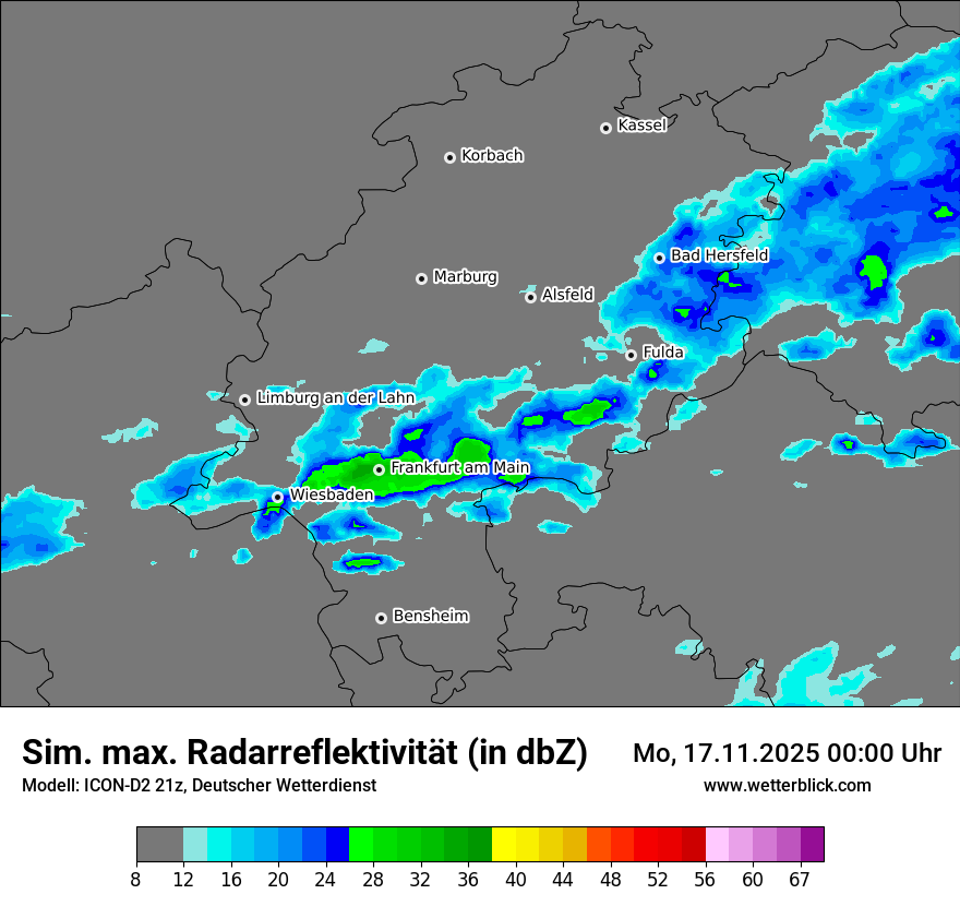 Modellkarten Simuliertes Radarbild