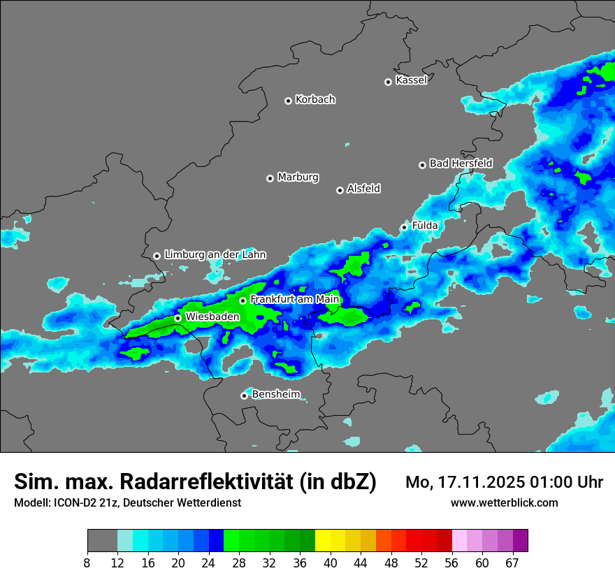 Modellkarten Simuliertes Radarbild