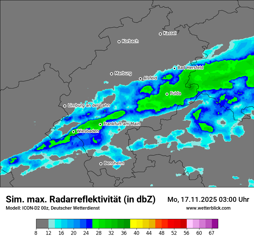 Modellkarten Simuliertes Radarbild
