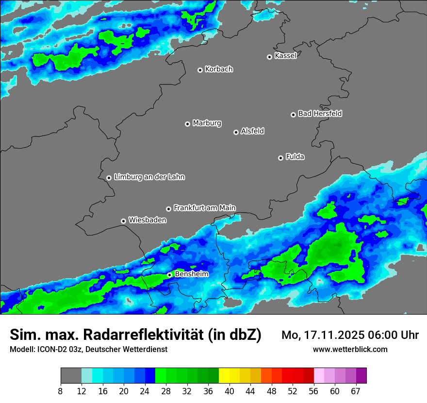 Modellkarten Simuliertes Radarbild