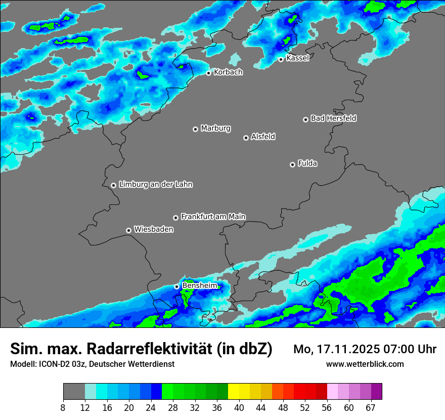 Modellkarten Simuliertes Radarbild
