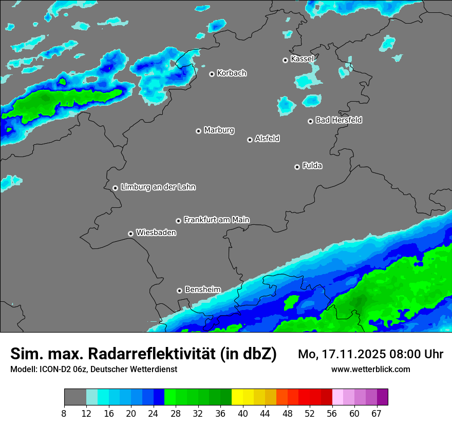Modellkarten Simuliertes Radarbild