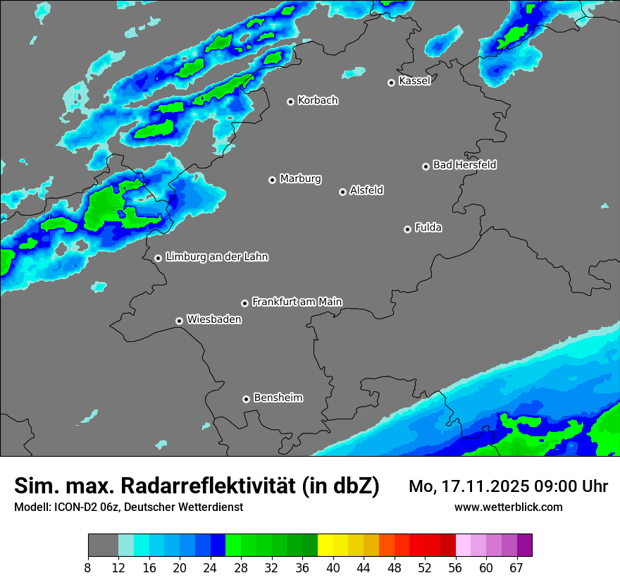 Modellkarten Simuliertes Radarbild