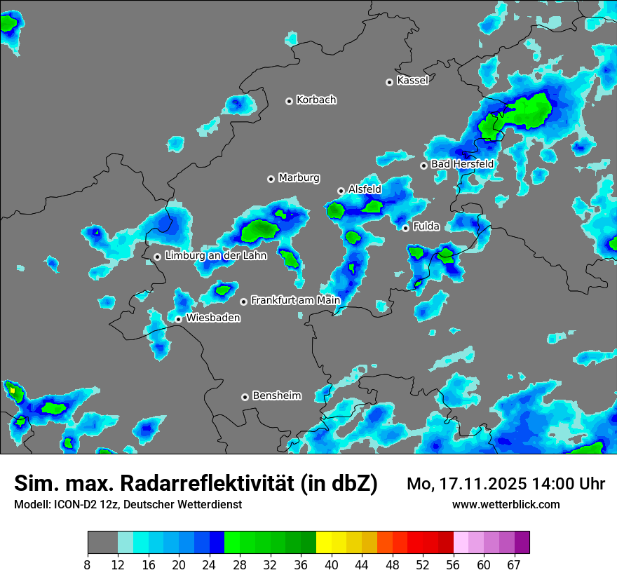 Modellkarten Simuliertes Radarbild