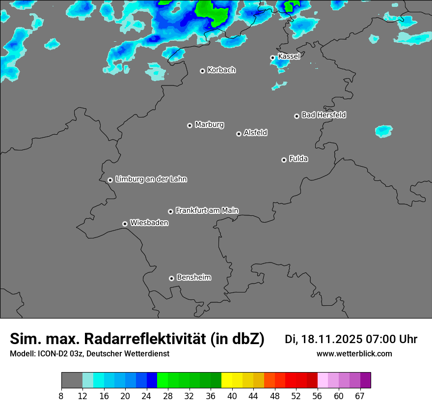 Modellkarten Simuliertes Radarbild