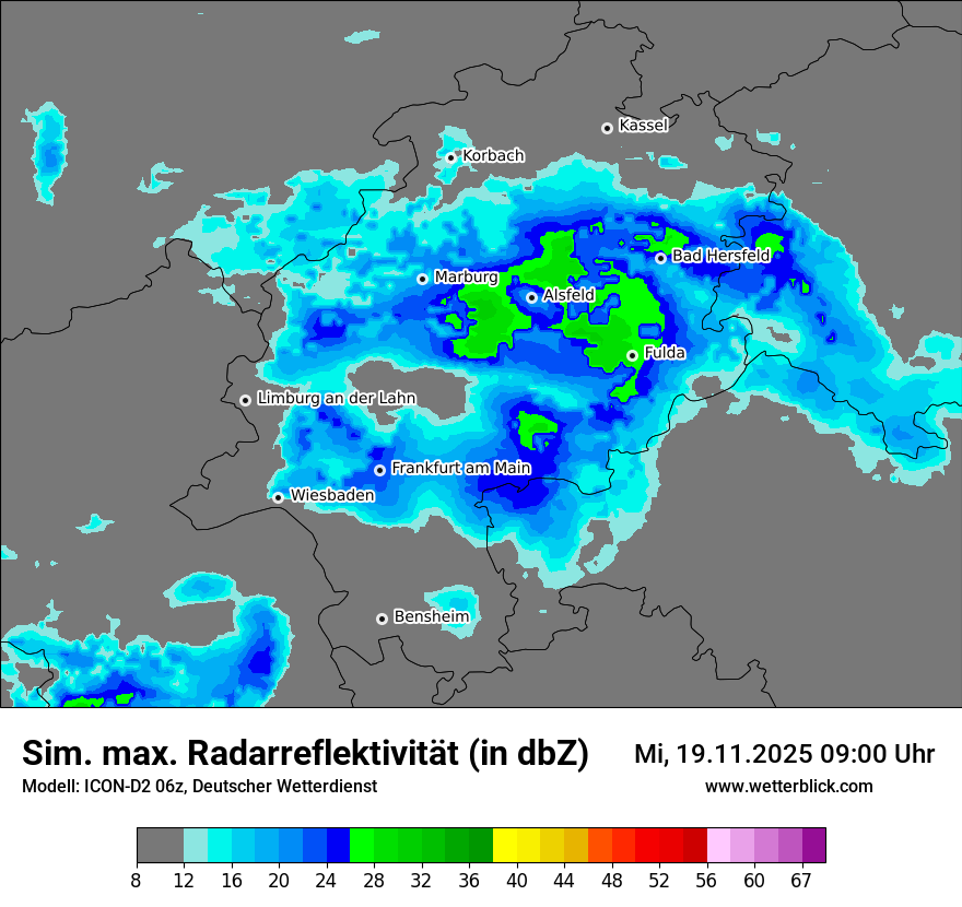 Modellkarten Simuliertes Radarbild