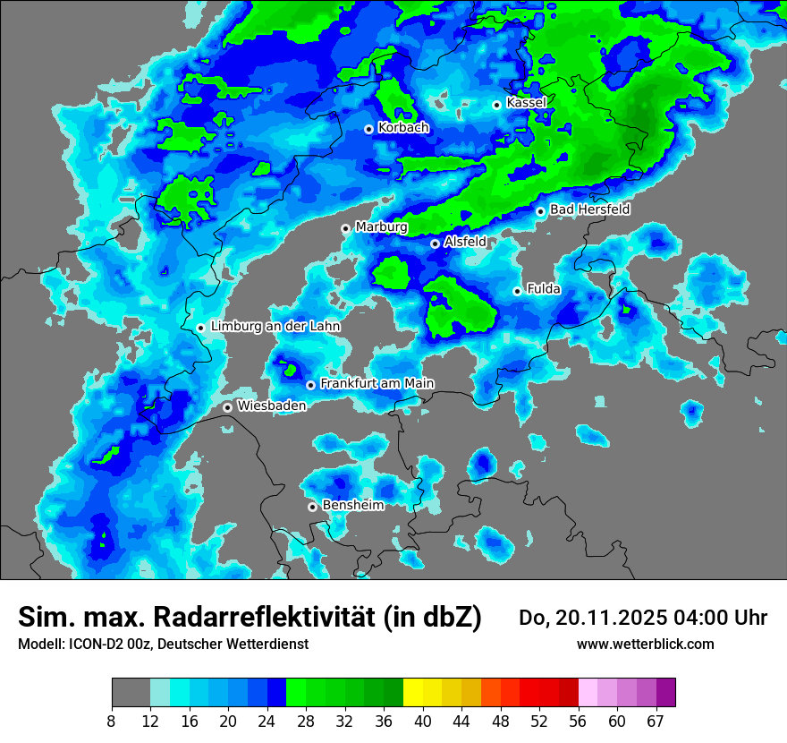 Modellkarten Simuliertes Radarbild