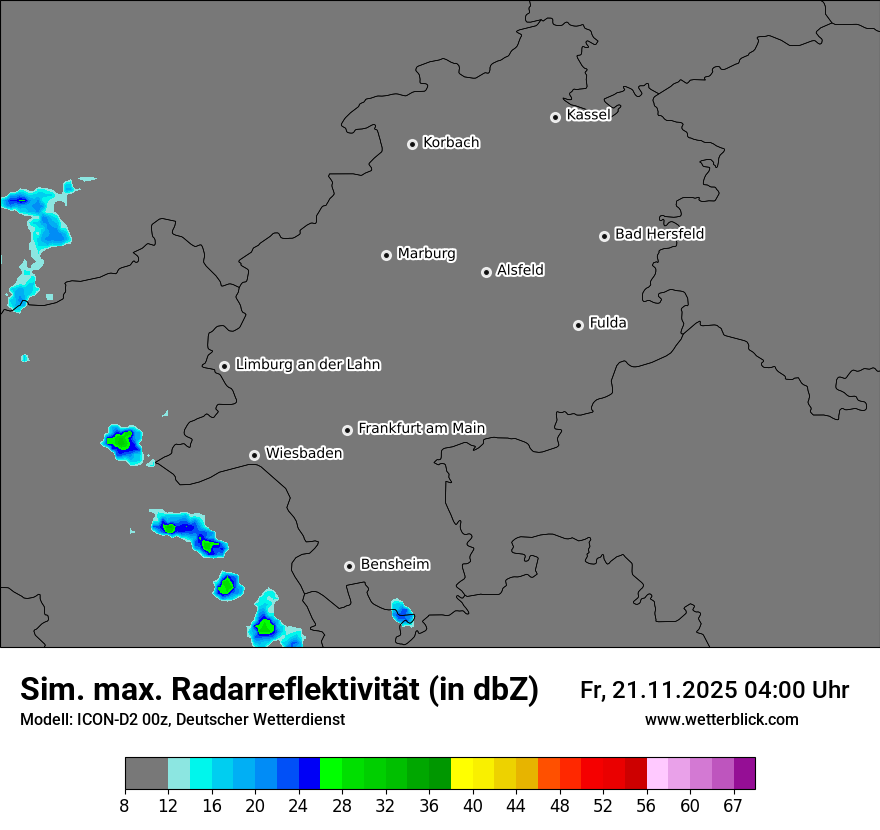 Modellkarten Simuliertes Radarbild