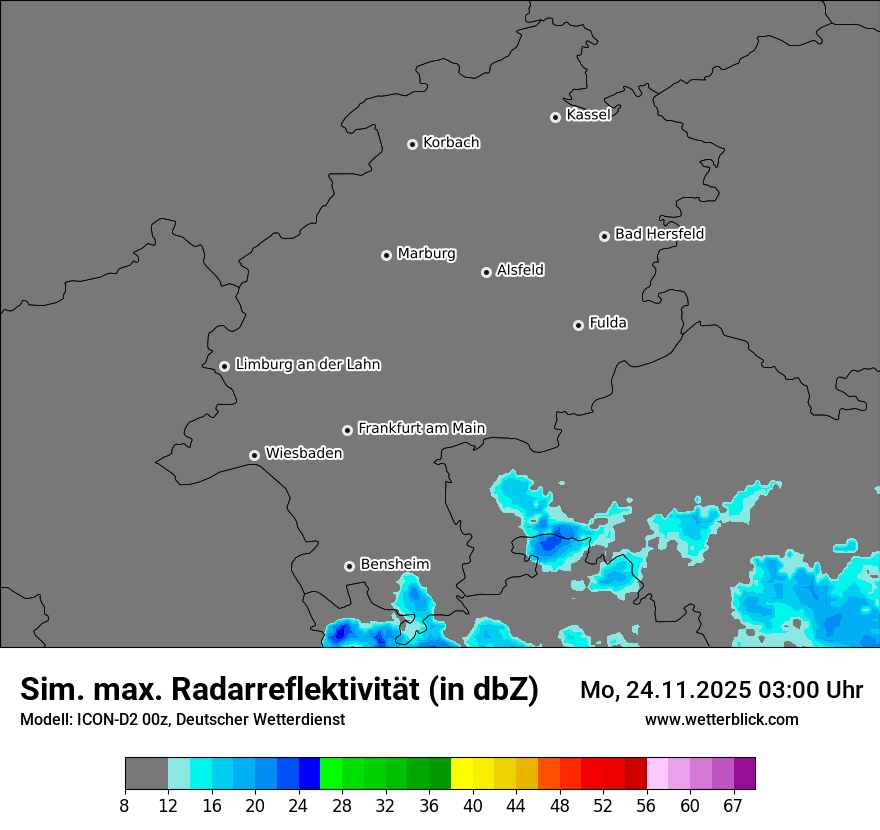 Modellkarten Simuliertes Radarbild