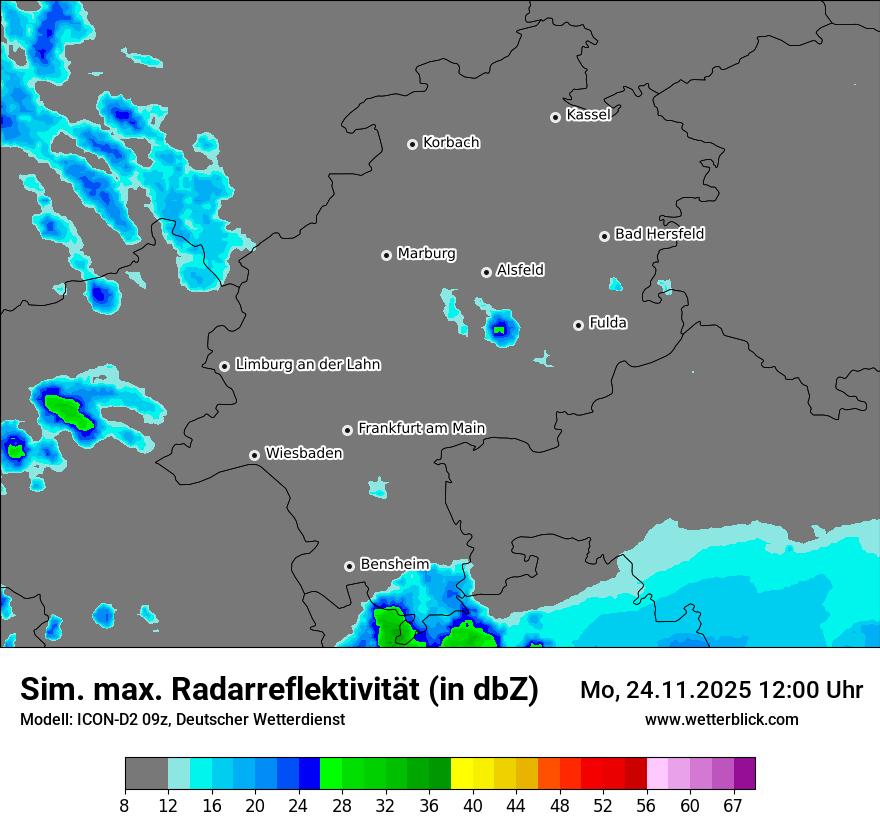 Modellkarten Simuliertes Radarbild