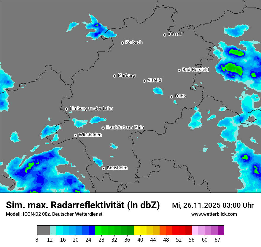 Modellkarten Simuliertes Radarbild