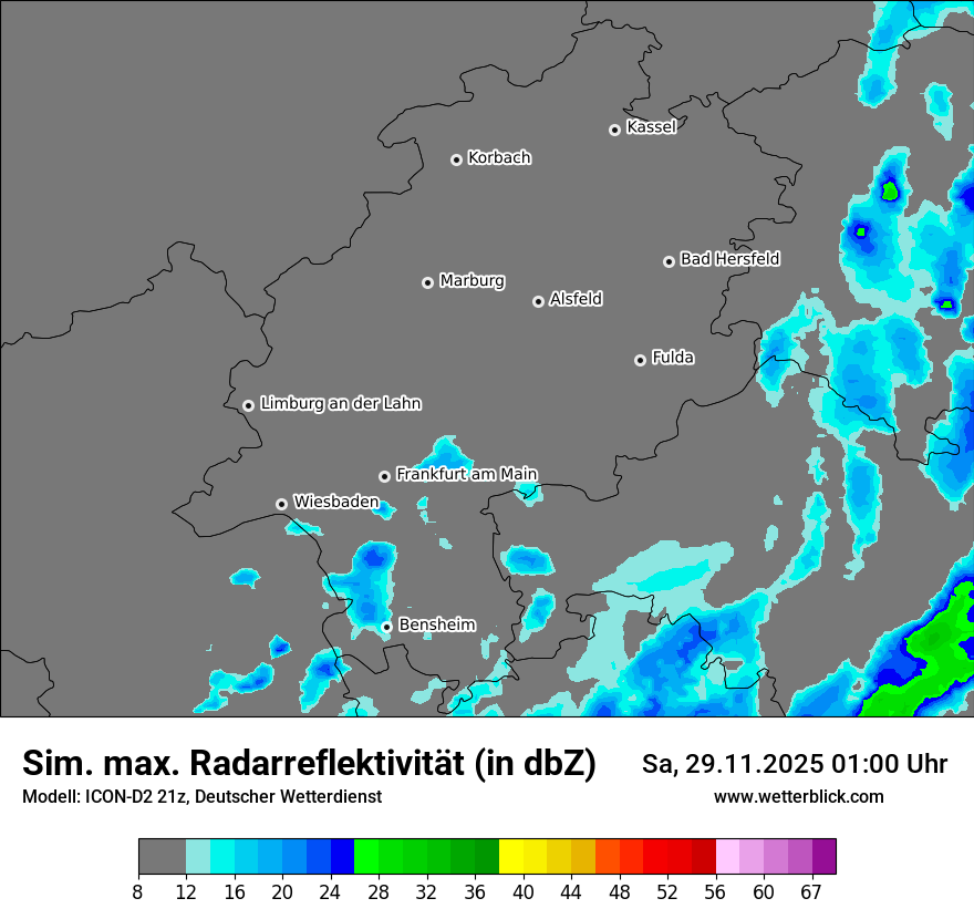 Modellkarten Simuliertes Radarbild