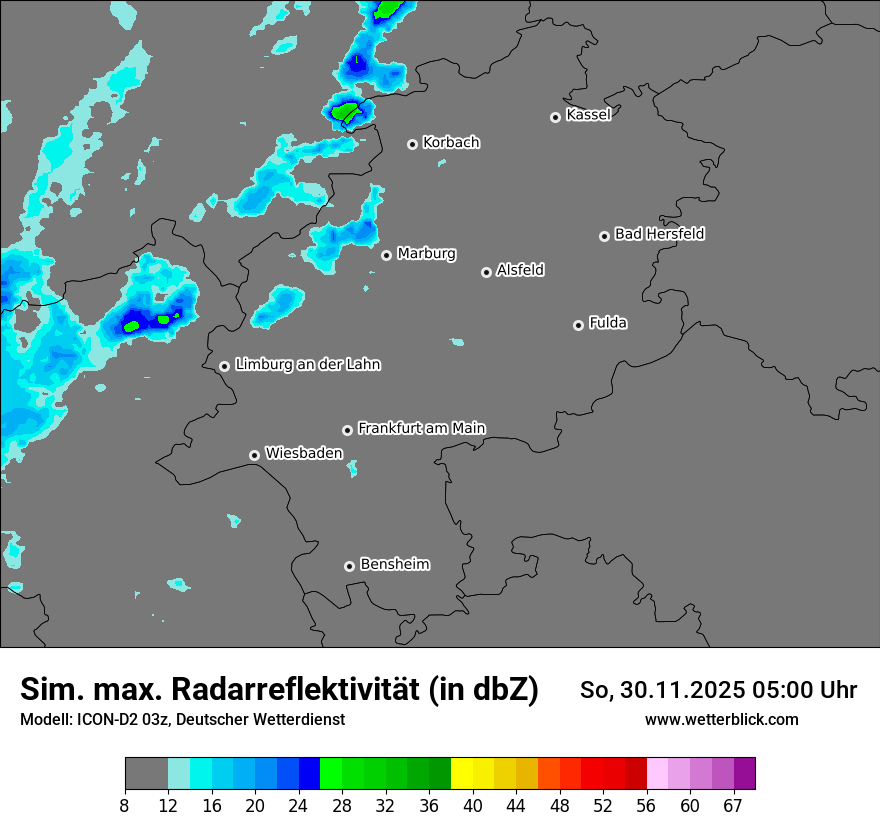 Modellkarten Simuliertes Radarbild