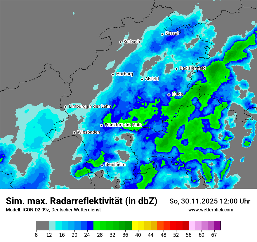 Modellkarten Simuliertes Radarbild