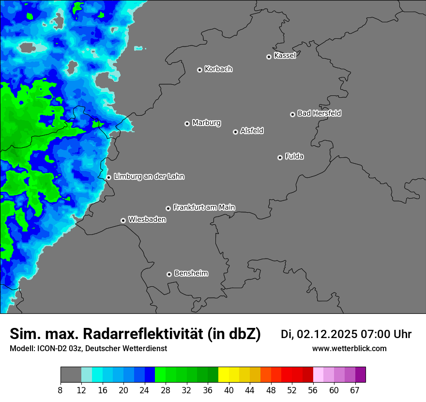 Modellkarten Simuliertes Radarbild