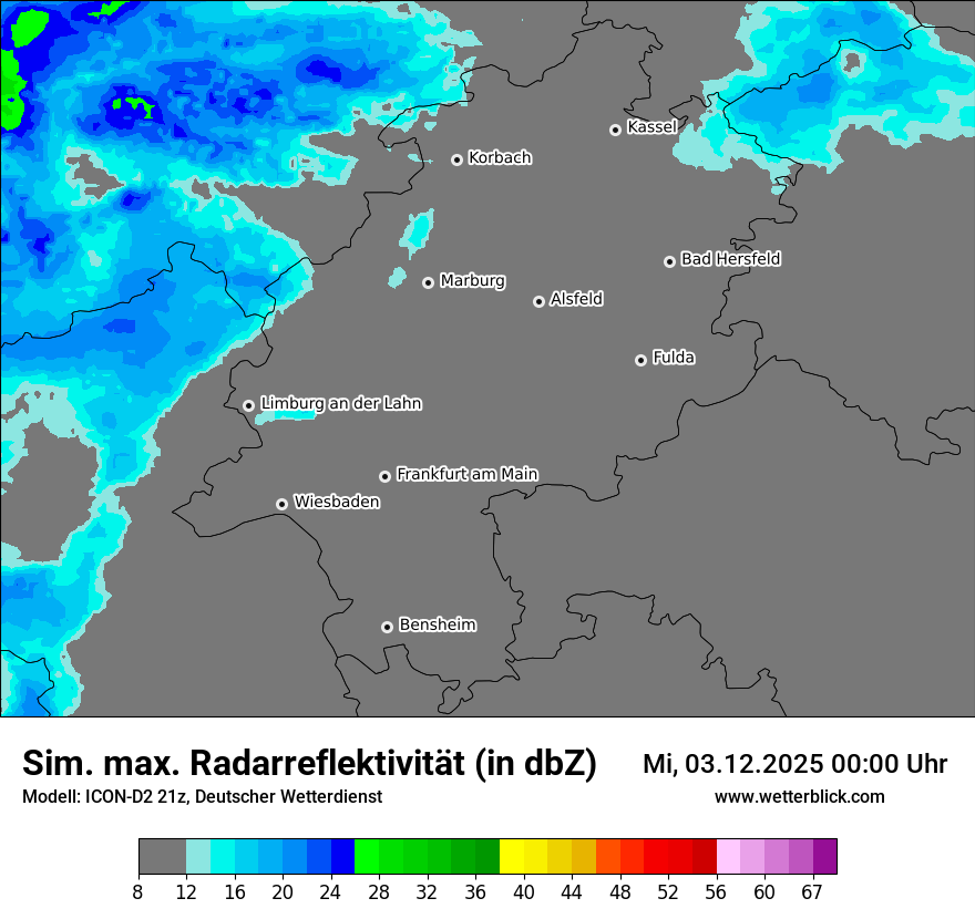 Modellkarten Simuliertes Radarbild