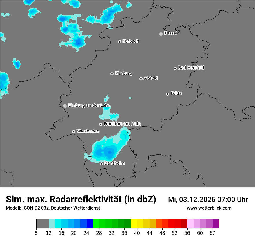 Modellkarten Simuliertes Radarbild