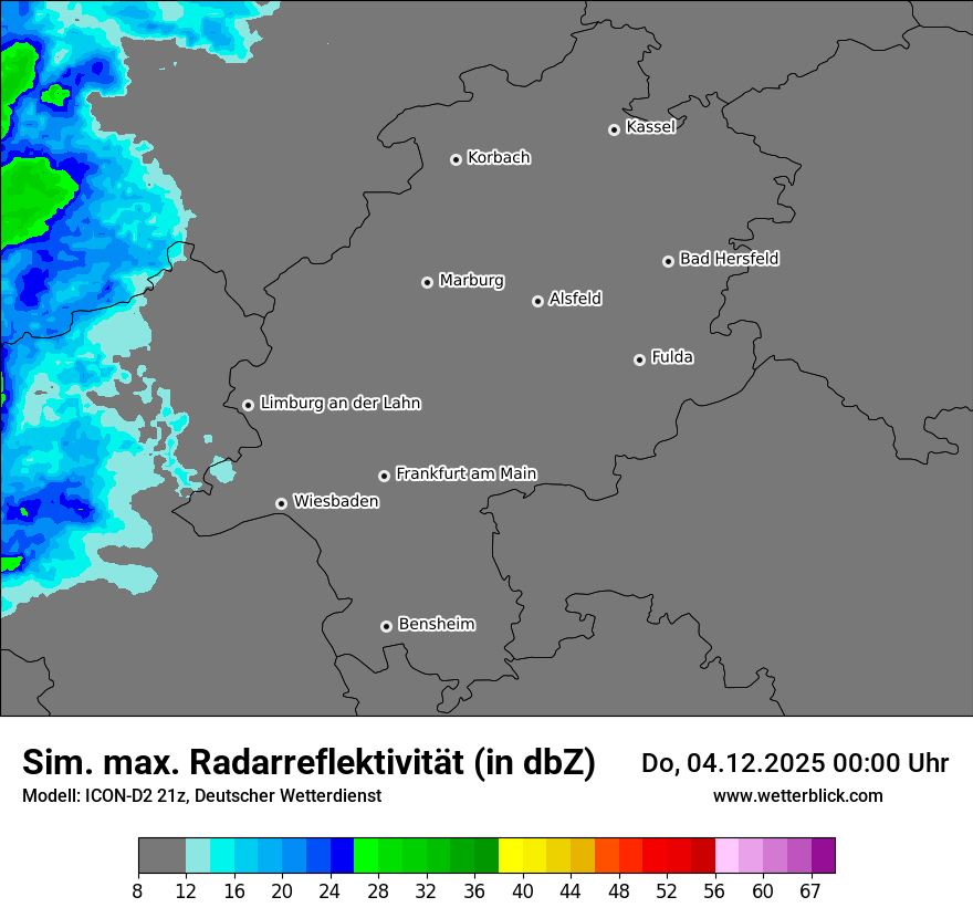 Modellkarten Simuliertes Radarbild