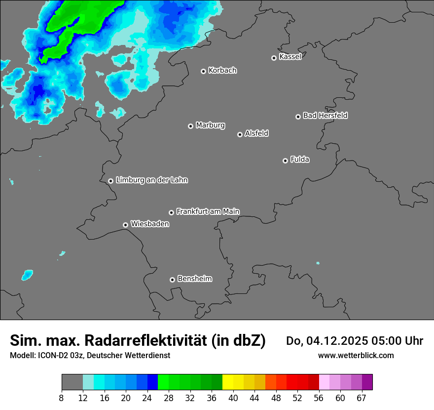 Modellkarten Simuliertes Radarbild
