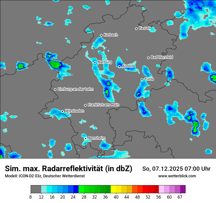 Modellkarten Simuliertes Radarbild