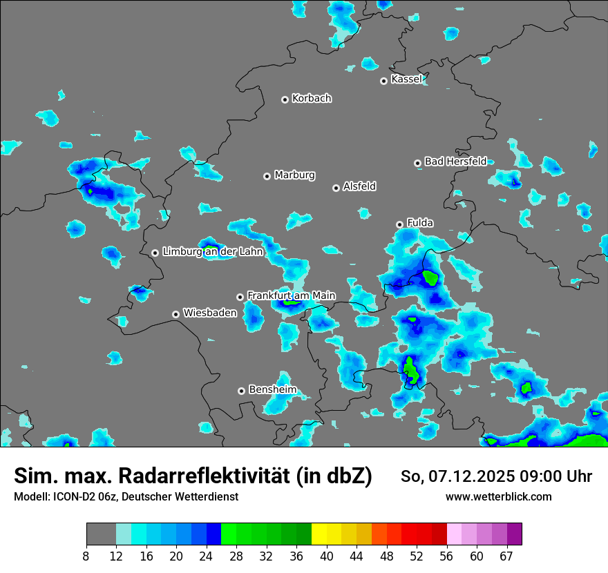 Modellkarten Simuliertes Radarbild