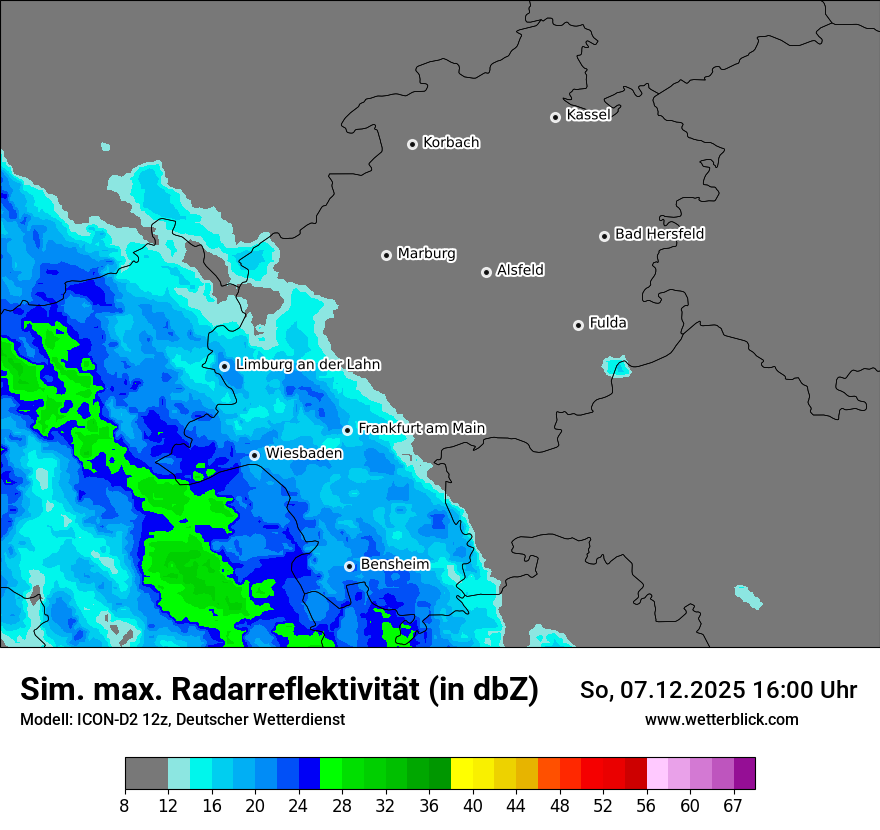 Modellkarten Simuliertes Radarbild
