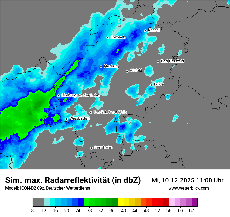 Modellkarten Simuliertes Radarbild
