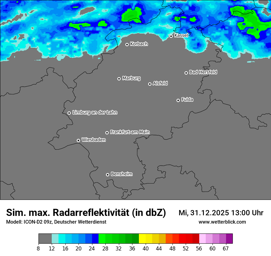Modellkarten Simuliertes Radarbild