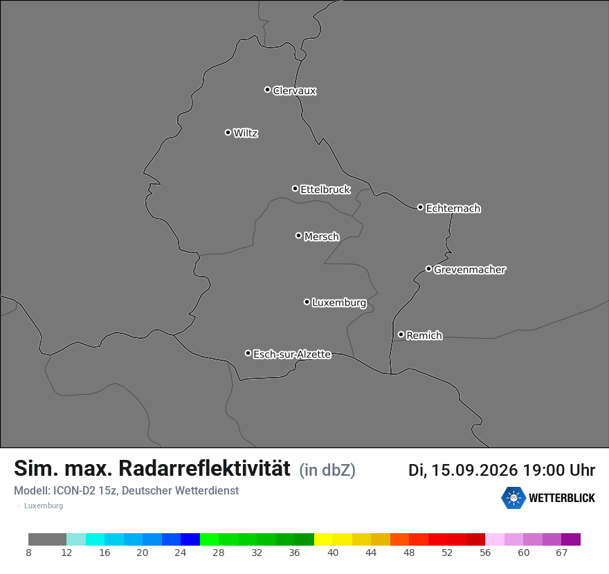 Modellkarte ICON-D2 – dbz_cmax – luxemburg