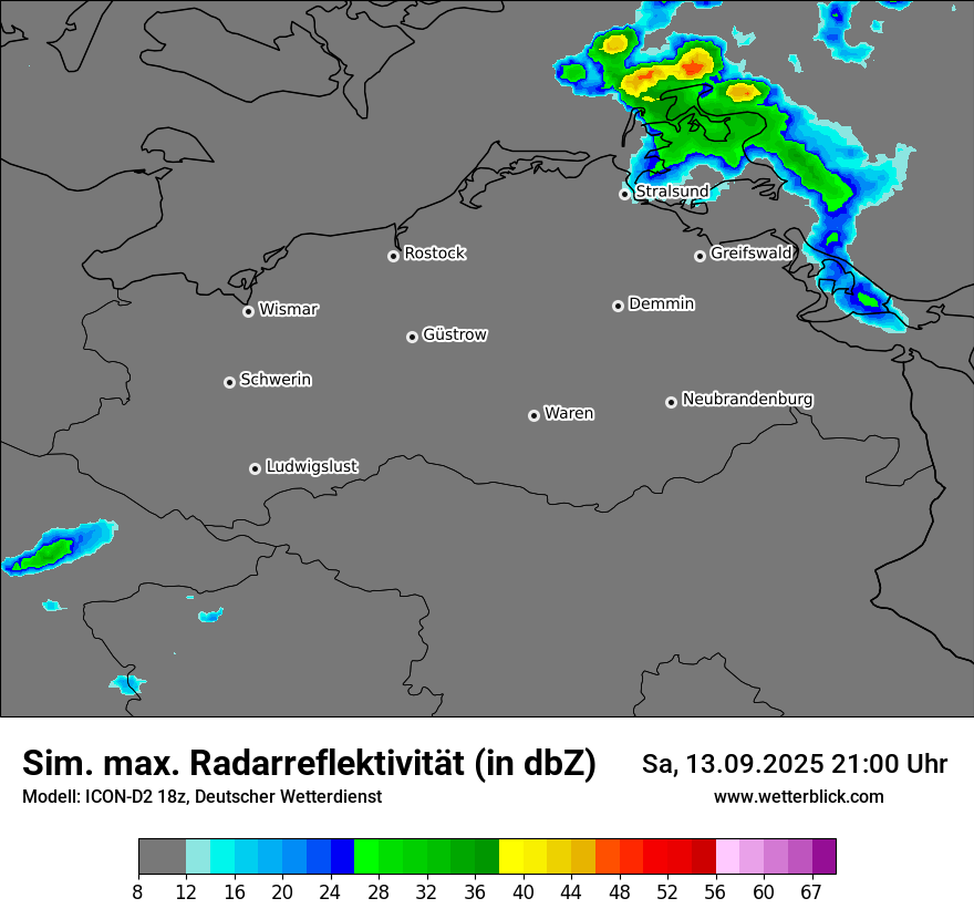Modellkarten Simuliertes Radarbild