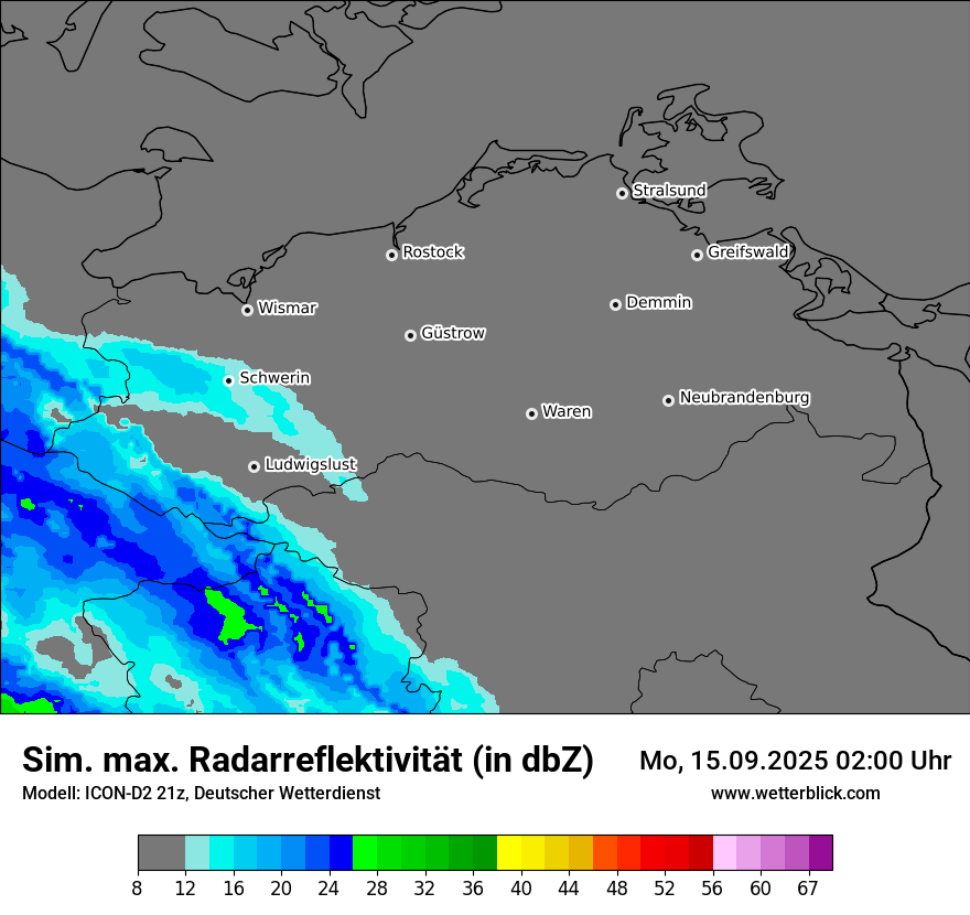 Modellkarten Simuliertes Radarbild