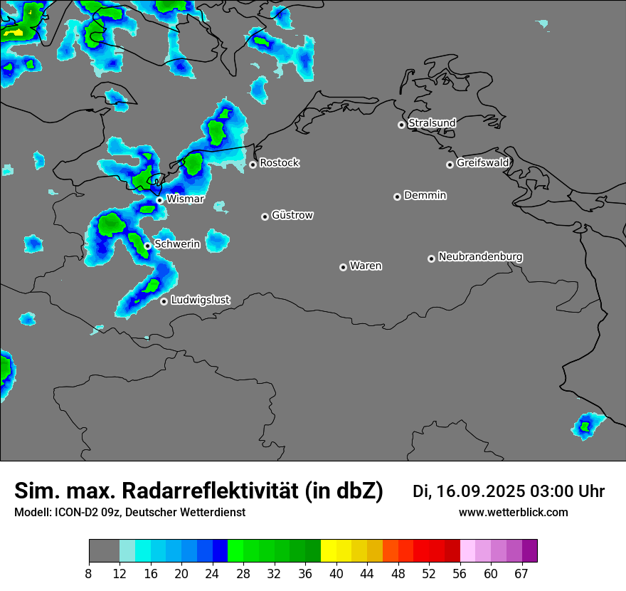 Modellkarten Simuliertes Radarbild